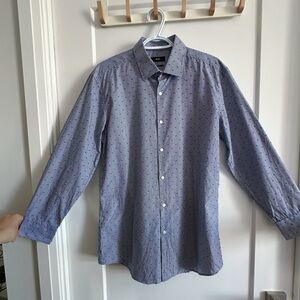 Boss Slim Fit Men's Blue Patterned Striped Shirt